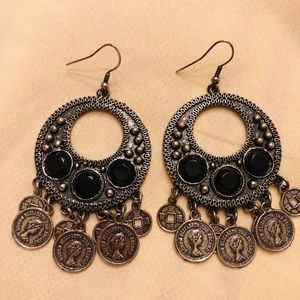 Black Coin Earrings